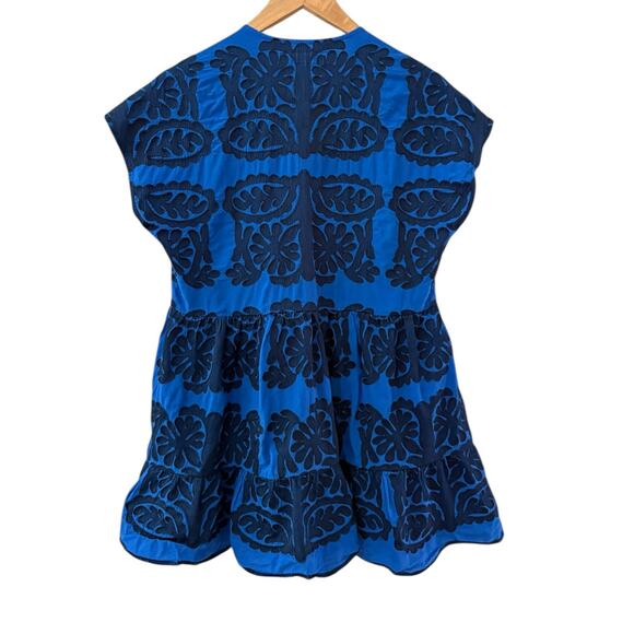 Zara Embroidered Fit & Flare Mini Dress Blue Size Small - Picture 5 of 10